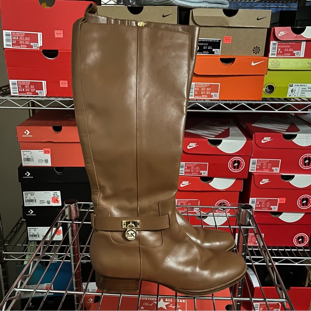 Michael Kors Womens Hamilton Tall Side Zip Knee High Stretch Casual Riding Boots